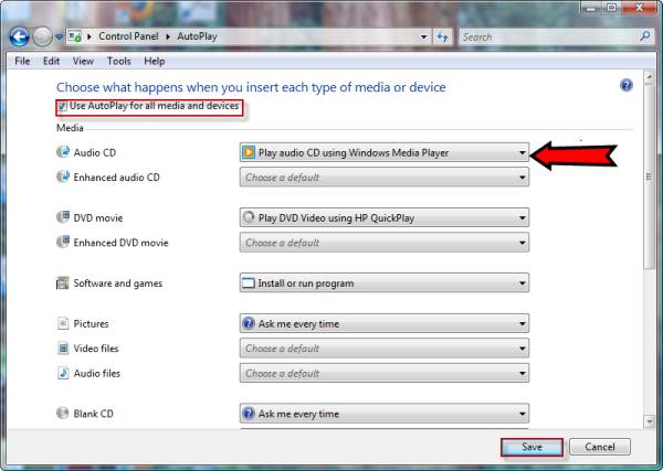 disable autoplay windows 7