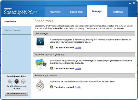 SpeedUpMyPC Manage